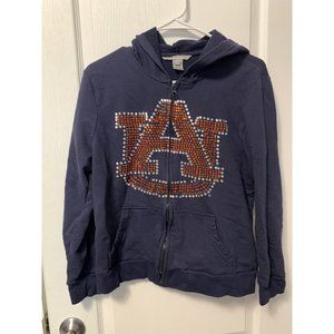 Auburn Tigers Navy Blue Orange Rhinestone Full Zip Up Jacket Size Medium Womens